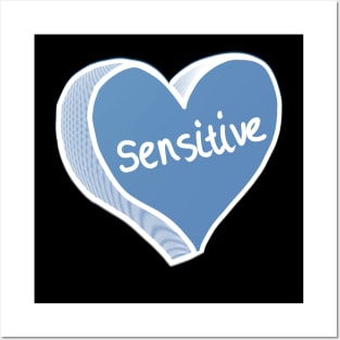 Sensitive Blue Love Heart Posters and Art